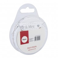 Decoratiune panglica "Mr. & Mrs.", alb, 15mm, 5m