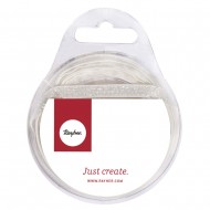 Panglica catifea white metallic Rayher, 6 mm, 4 m/rola