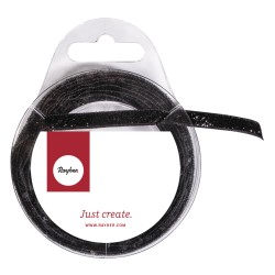 Panglica catifea black metallic Rayher, 6 mm, 4 m/rola