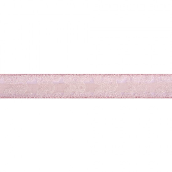 Panglica pale-pink, Glimmer Star, Rayher, 25 mm, pretul este pe metru liniar