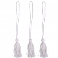 Ciucuri bumbac, 26cm, alb,3 buc/set