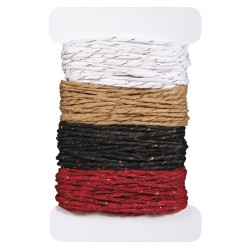 Snur hartie cu fir auriu, Rayher, 2 mm, 4 culori, 5 m/culoare