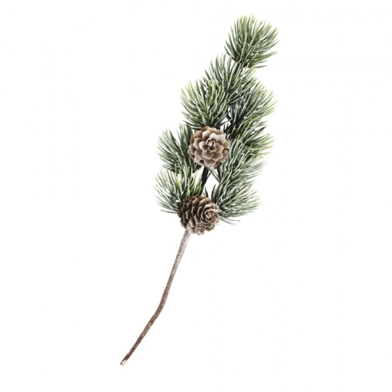 Floare artificiala, Rayher, ramura de pin cu conuri, 24 cm
