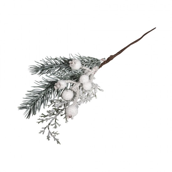 Floare artificiala, Rayher, ramura de pin cu fructe de padure, 31 cm