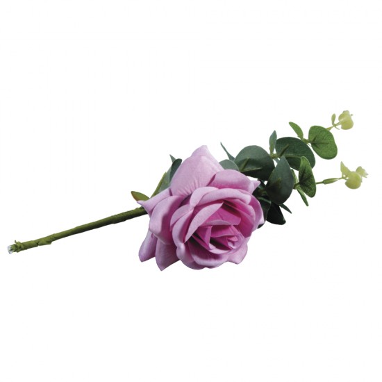Floare artificiala, Rayher, trandafir cu eucalipt, 28 cm