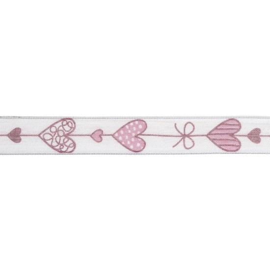 Panglica roz pal Rayher, inimi, 15 mm, pretul este pe metru liniar