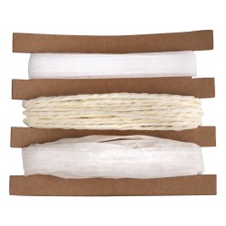 Set panglici + snur, panglica alba 1cm, snur 1mmø, 3x3m,  9m, Rayher