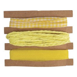 Set panglici + snur, panglica galbena 1cm, snur 1mmø, 3x3m,  9m, Rayher