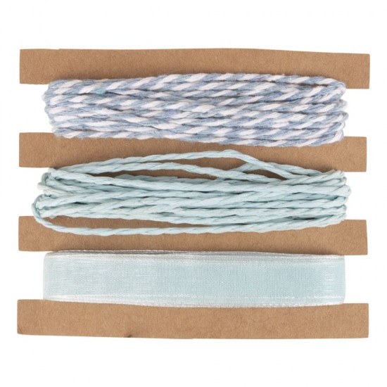 Set panglici + snur, panglica albastru 1cm, snur 1mmø, 3x3m, 9m, Rayher Set panglici + snur, panglica albastru 1cm, snur 1mmø, 3x3m, 9m, Rayher