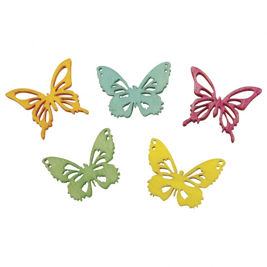 mat italic Chromatic Set decorativ Rayher, fluturasi din lemn, culori diferite, 25/set
