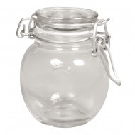 Vas sticla Rayher, cu capac, diam.6.5 cm, inaltime 9 cm