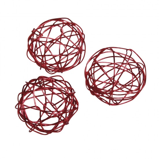 Wire Balls, 2cm o, classical rosu, PVC box 18pc