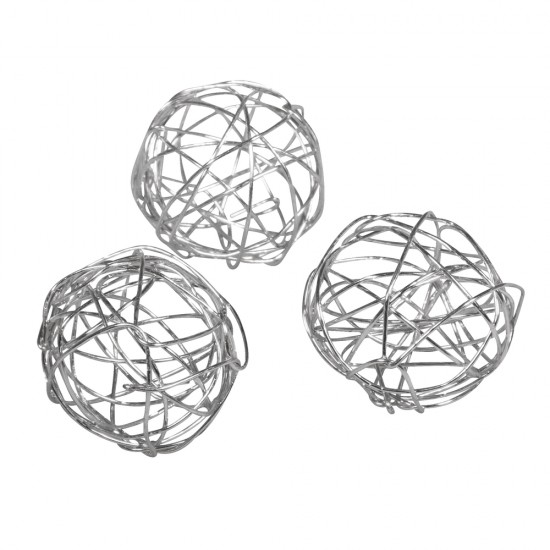 Wire Balls, 2cm o, argintiu, PVC box 18pc