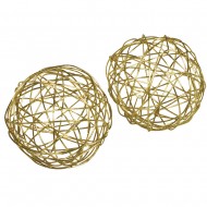 Set decorativ Rayher, bile de sarma, diametru 4 cm, 8/set, culoare aurie