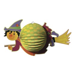 Lanter-set Witch, 20cm o, 42cm, incl. rod+LED-lamp, tab-bag
