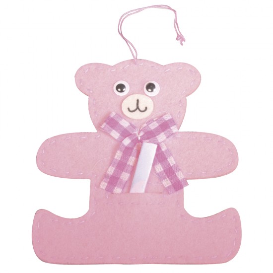 Pasla bear for message, baby roz, 10.5x10cm, w. hanger approx. 8,5cm