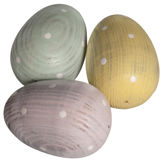 Set decorativ Rayher oua din lemn, 3 culori, 6/set