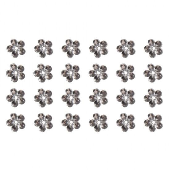 Rhinestone blossom, 8mm o, crystal, tab-bag 24pc