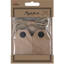 Etichete + snur, Rayher, 4.5x7.5 cm, 20 buc/set Etichete + snur, Rayher, 4.5x7.5 cm, 20 buc/set