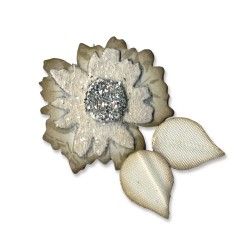 Matrita Sizzix, floare si frunze, 4.45x4.76 cm-1.27x1.27 cm