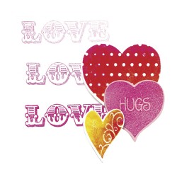Matrita Sizzix Framelits Set cu stampila, inimi + love Matrita Sizzix Framelits Set cu stampila, inimi + love