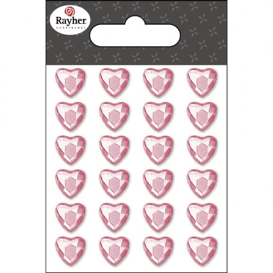 Strasuri inima, Rayher, adezive, pink, 10 mm, 24 buc/set