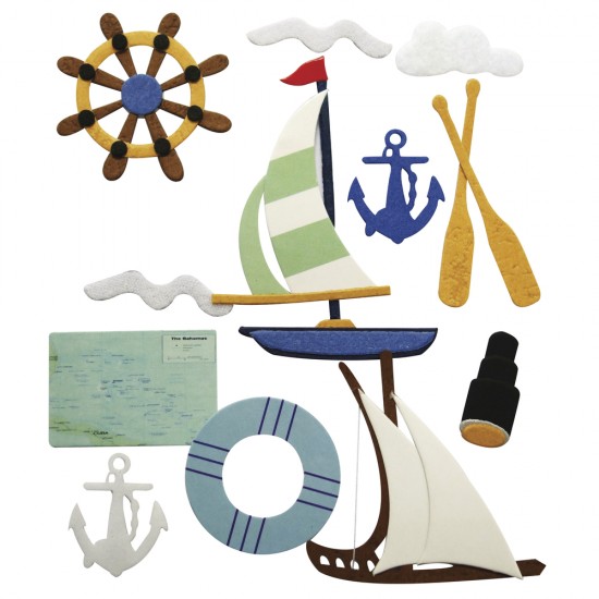 Set decorativ Rayher, barci si accesorii mare, adezive