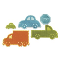 Sizzix set sablon cu stampila, 15.56x9.53cm-1.27x1.27cm, Cars, 8 buc. Sizzix set sablon cu stampila, 15.56x9.53cm-1.27x1.27cm, Cars, 8 buc.