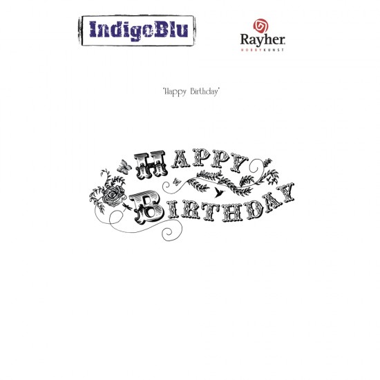 Stampila Rayher IndigoBlu, "Happy Birthday", dimensiune 130x65 mm