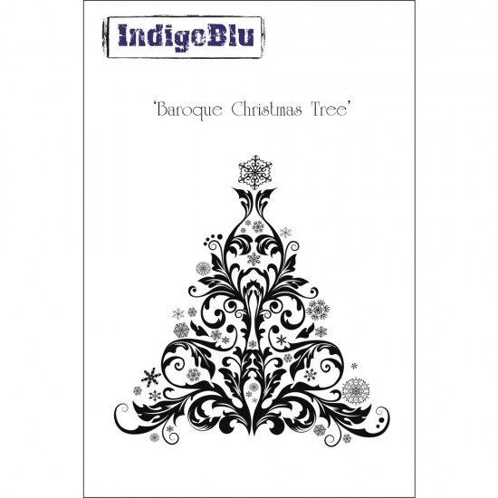 Stampila Rayher IndigoBlu, Baroque Christmas Tree , dimensiune 110x100 mm