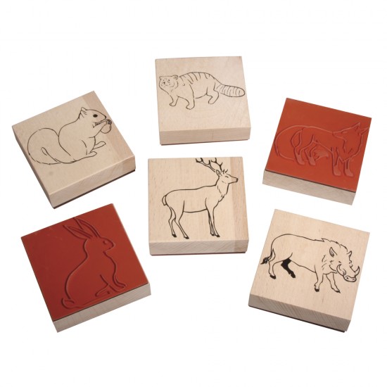 Tusiera lemn, Rayher, set Wood animals, 8x8x2.8cm, cardboard box 6pc
