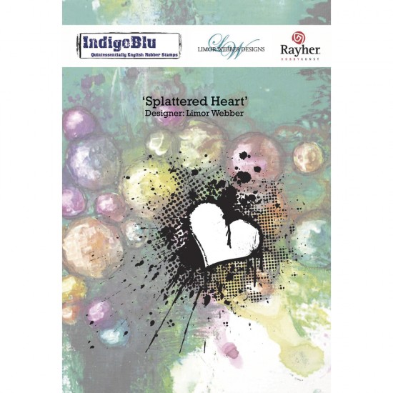 Stampila Rayher IndigoBlu, "Splattered Heart", dimensiune 100x110 mm