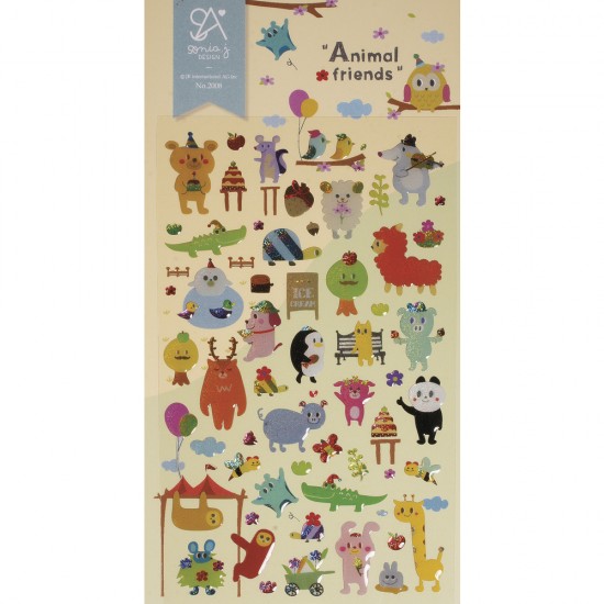 Sticker Prieteni buni - animalute, dimensiune 15x9.2 cm