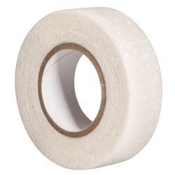 Banda adeziva cu sclipici, alb, 15mm, roll 5m Banda adeziva cu sclipici, alb, 15mm, roll 5m