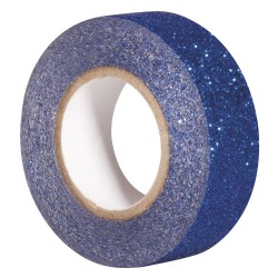 Banda adeziva cu sclipici, royal blue, 15mm, roll 5m