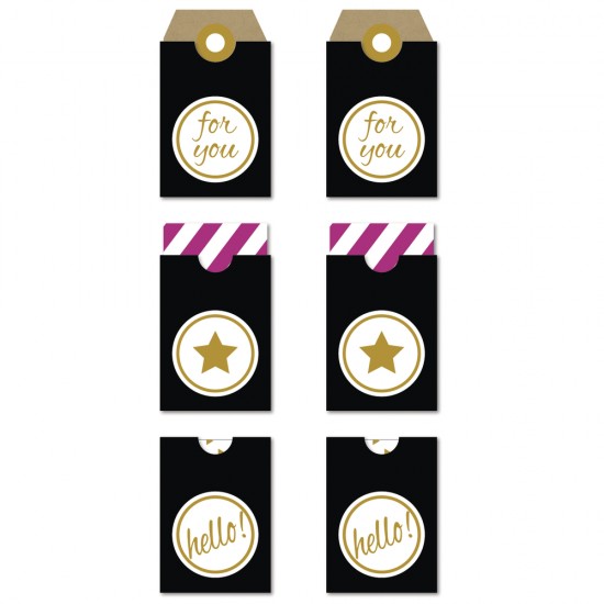 Set decorativ Rayher, mini etichete adezive for You , negre, dimensiune 3.2 x 5.3 cm, 6buc /set