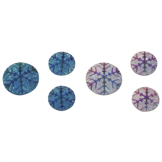 Set decorativ Rayher, fulgi de zapada, adezivi, divers colorati, diametru 1.2 + 1.5 cm, 36/set