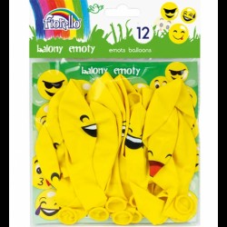 Balon 30.5cm , 12 /set, galben, emoticoane diverse modele