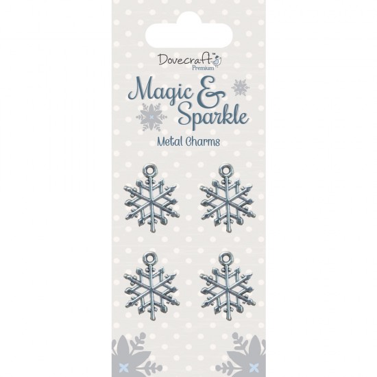 Metal Charm Magic&Sparkle Snowflake, tab-bag 6pcs