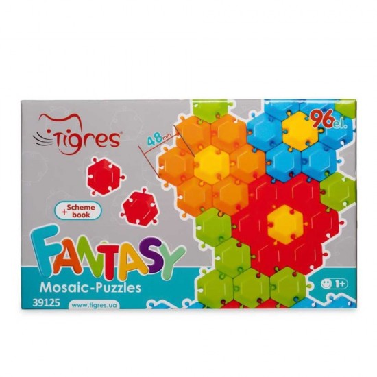 Puzzle-Mozaic, 96 Piese, 40x6x25 Cm - Tigres 39125