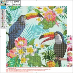 Kit mozaic cu pietre acrilice pe canvas, 30 x 30 cm, tucan 89748