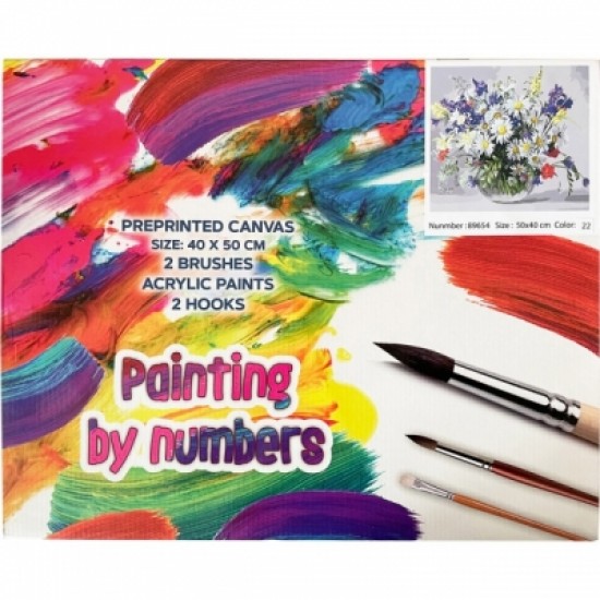 Set Pictura pe numere panza pe sasiu, 40 x 50 cm , flori 89654