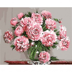 Set Pictura pe numere panza pe sasiu, 40 x 50 cm , bujori 89653