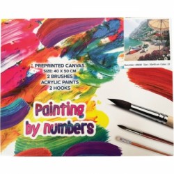 Set Pictura pe numere panza pe sasiu, 40 x 50 cm , plaja 89680 Set Pictura pe numere panza pe sasiu, 40 x 50 cm , plaja 89680