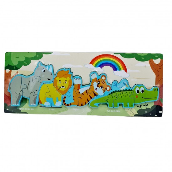 Puzzle lemn animale salbatice 38x15x1cm