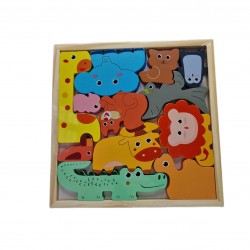 Puzzle lemn animale salbatice 21.5 x 21.5 x 0.8cm Puzzle lemn animale salbatice 21.5 x 21.5 x 0.8cm