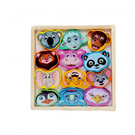 Puzzle lemn animale  21.5 x 21.5 x 0.8cm