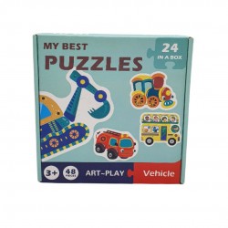 Puzzle cu masini din lemn 20x20x4.5cm
