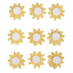 Flori hartie, Rayher, cu perle, adezive, sun yellow, 2.5-3 cm, 9 buc/set