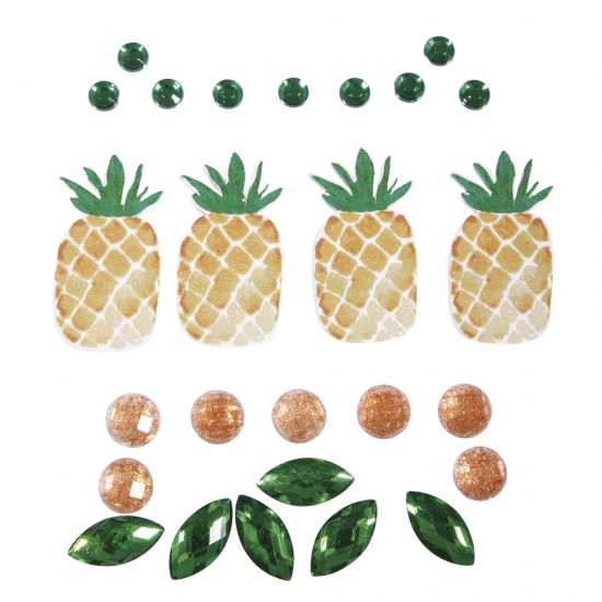 Set decorativ Rayher, ananas, piese adezive, dimensiune 0,5-3,5cm, 26 piese/set